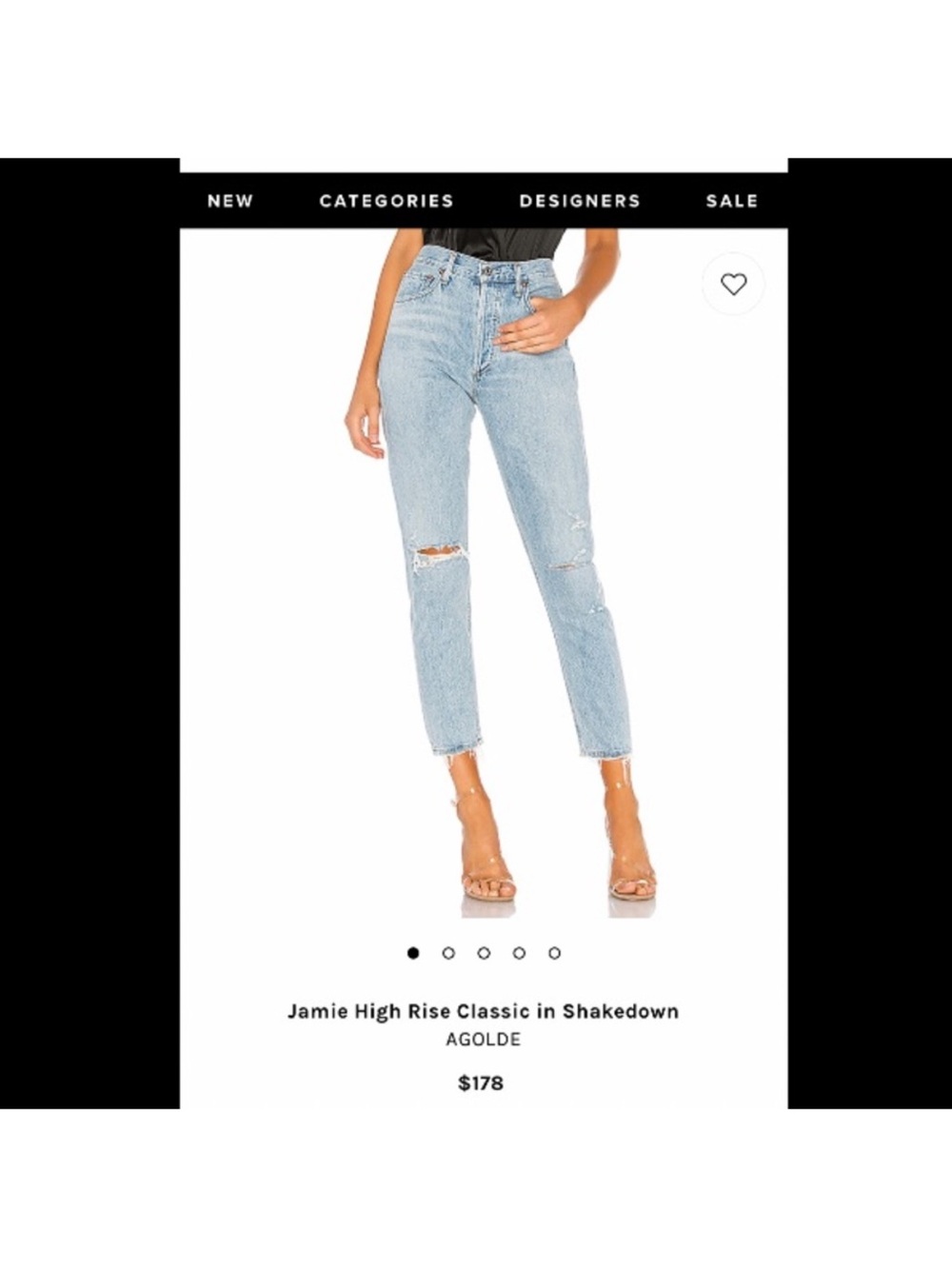 AGOLDE Jamie High Rise Classic Fit Jeans Shakedown
